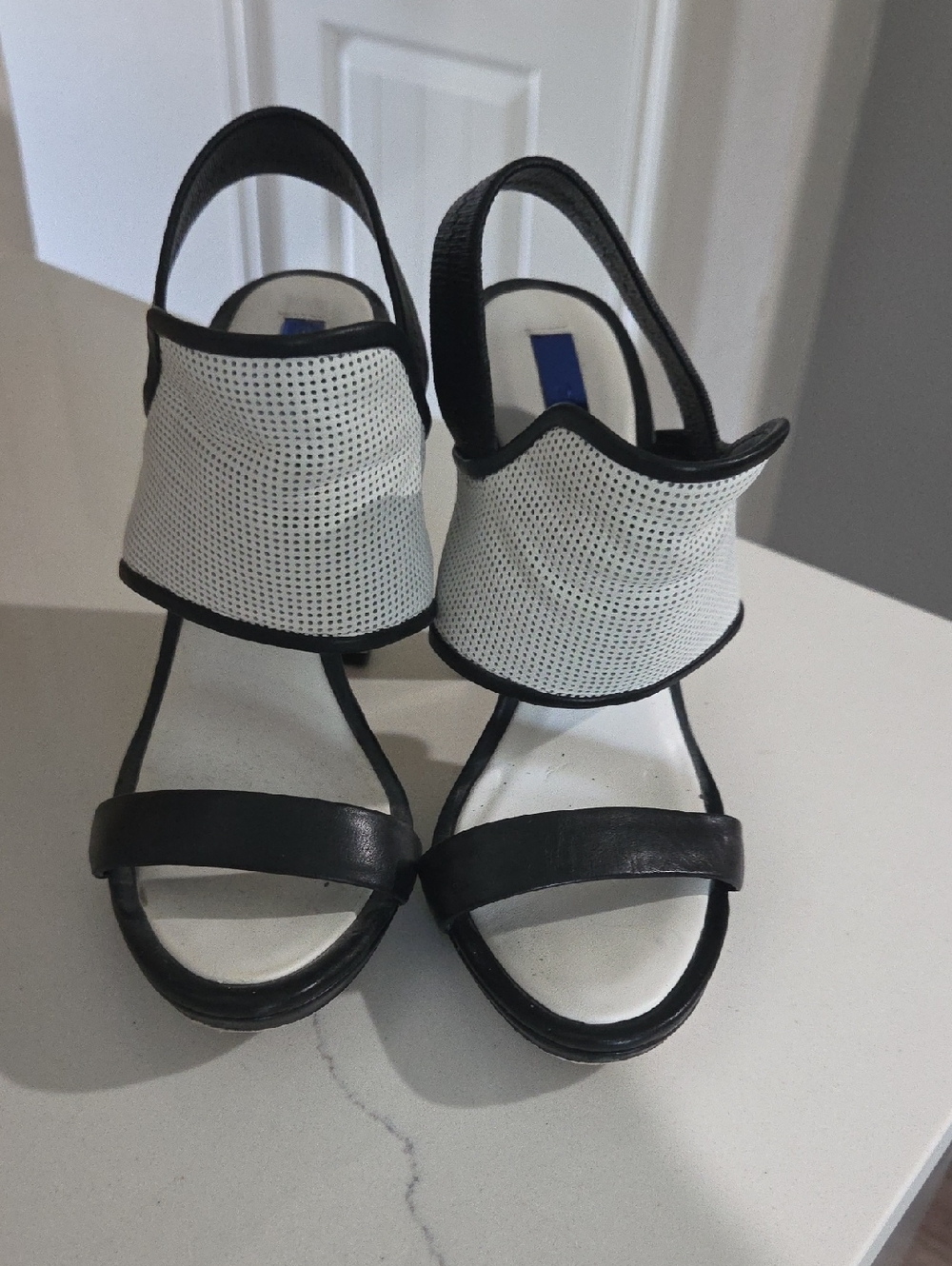 BCBGMaxAzria Black and White Slingback Sandals